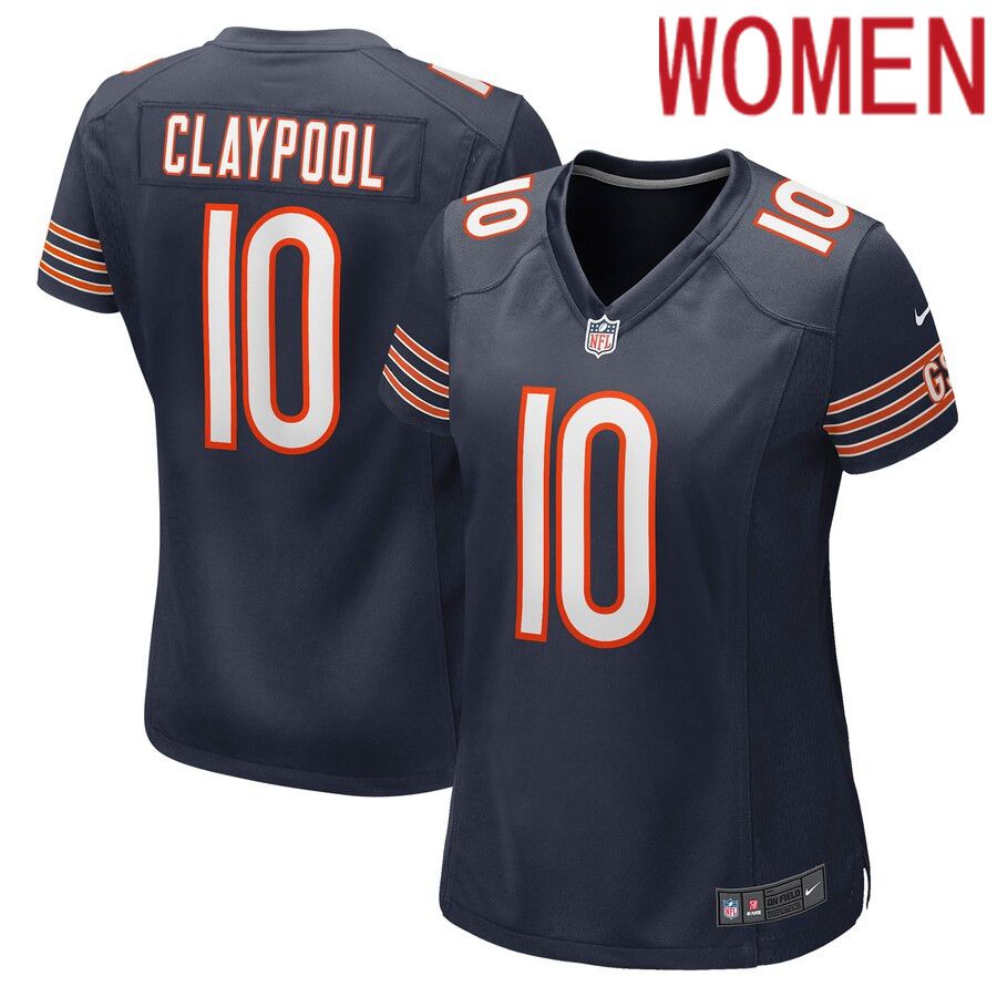 Women Chicago Bears #10 Chase Claypool Nike Navy Game Player NFL Jersey